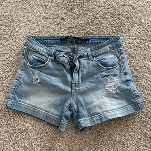 Harper Women's Light Blue Distressed Denim Shorts